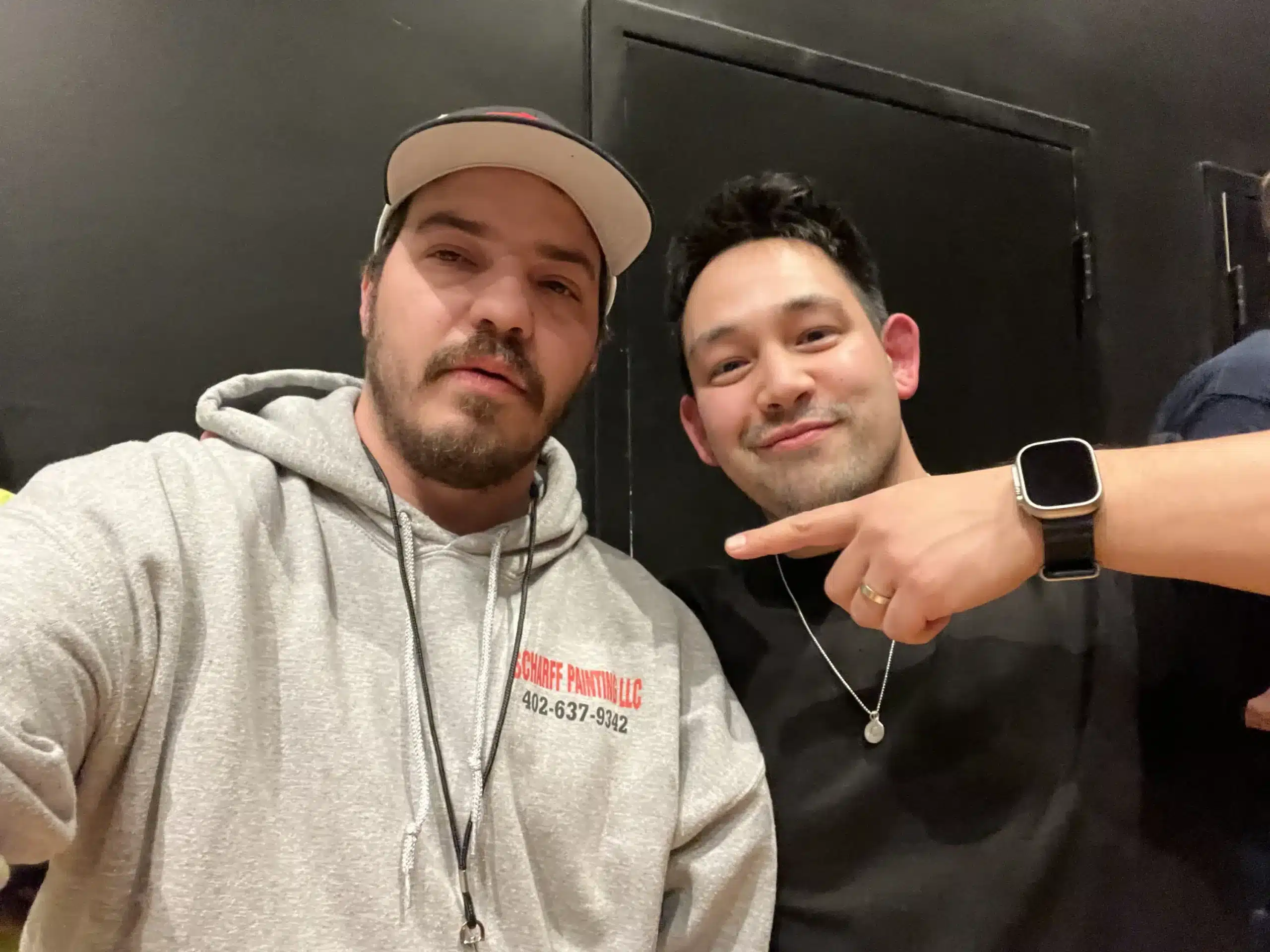 Endorsement photo of community influencer and Scharff Painting team at a local gathering