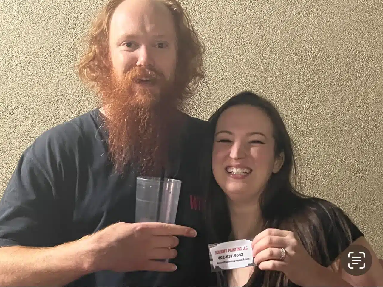 Endorsement photo of community influencer and Scharff Painting team at a local gathering